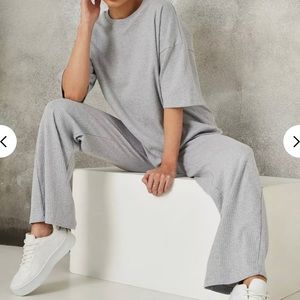 Missguided grey ribbed lounge set